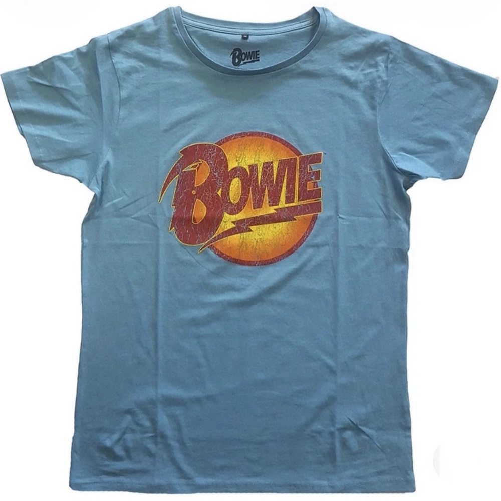 David Bowie Vintage Diamond Dogs Sky Blue Large Adult Unisex T-Shirt